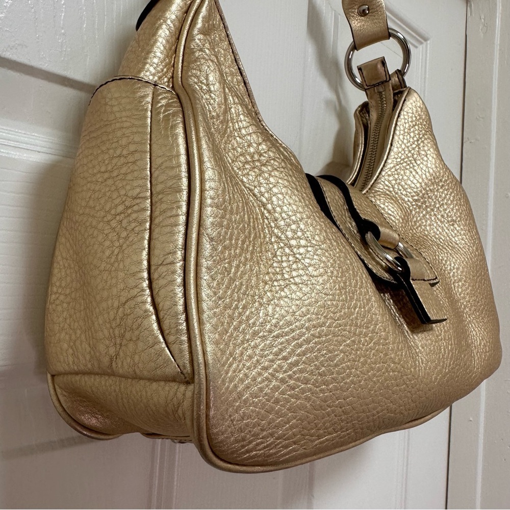 Like New Talbots Structured Hobo In Gold Pebbled … - image 3